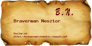 Braverman Nesztor névjegykártya